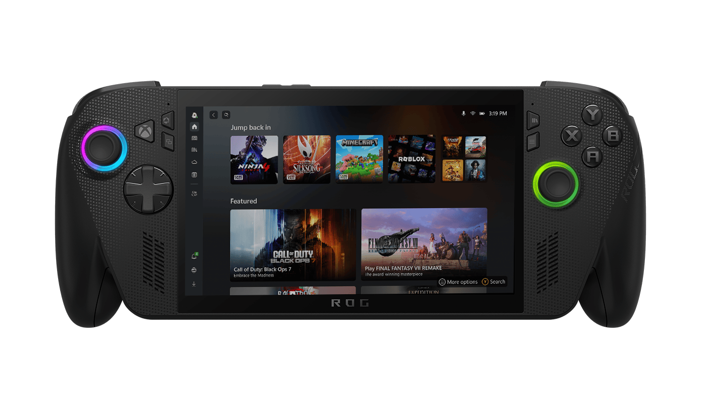 มุมมองตรงกลางของ ROG Xbox Ally X