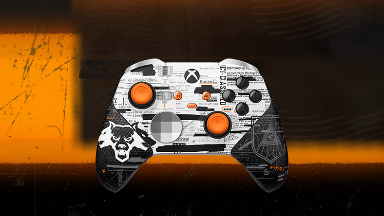 Um Comando Sem Fios Xbox Elite Series 2 personalizado com uma superfície superior do Call of Duty: Black Ops 6.