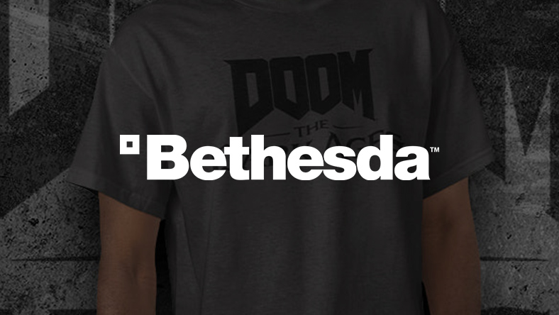 Bethesda logo. DOOM shirt.