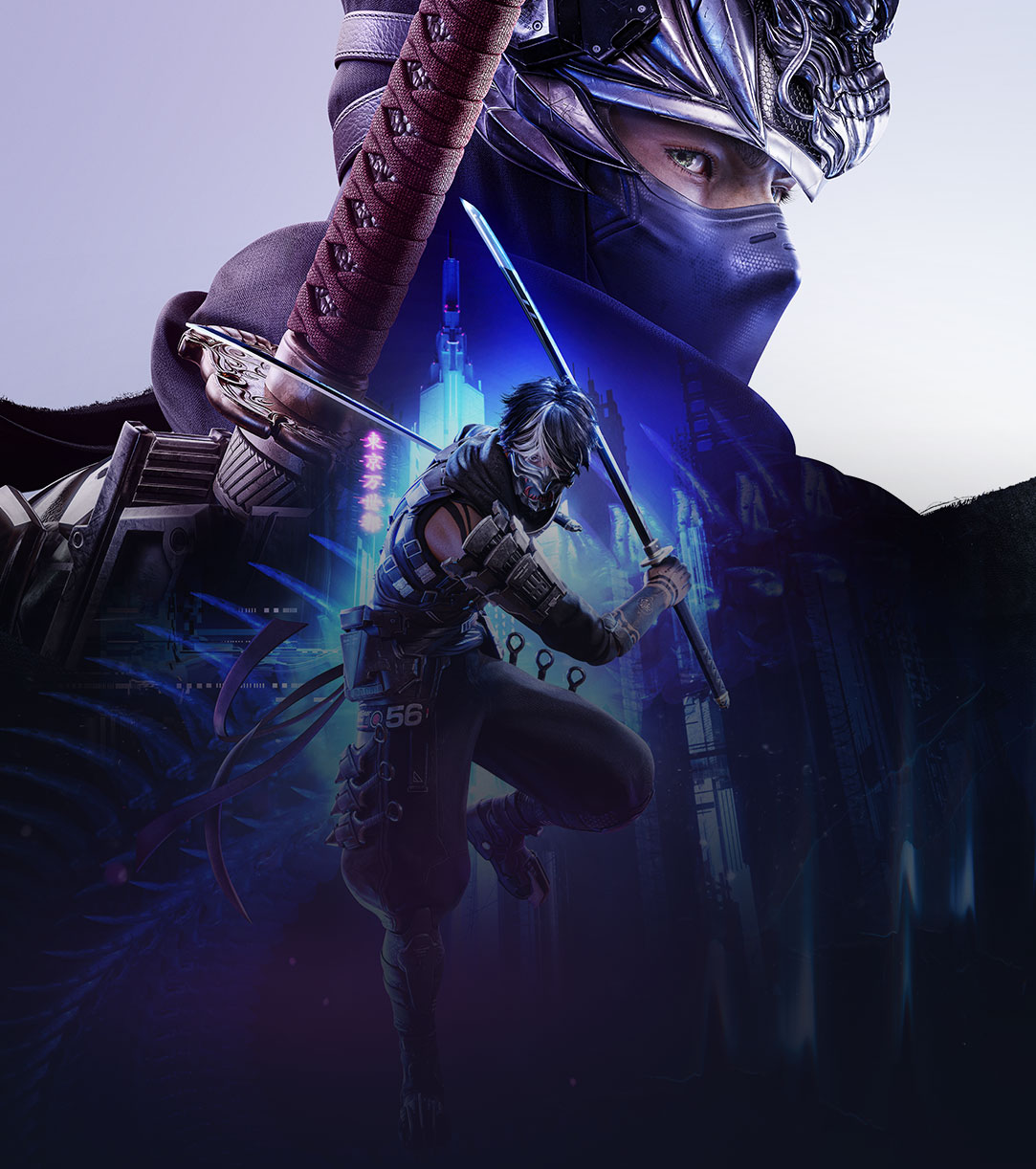 Ninja Gaiden 4 logo, A collage of two Ninja Gaiden 4 characters with a city backdrop.