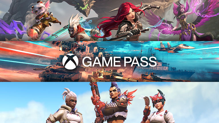 Arte de diversos jogos grátis incluindo o League of Legends, o War Thunder e o Overwatch 2.