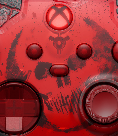 Vista detalhada do controle mostrando o direcional, o thumbstick direito e os botões de menu, visualizar e compartilhar.