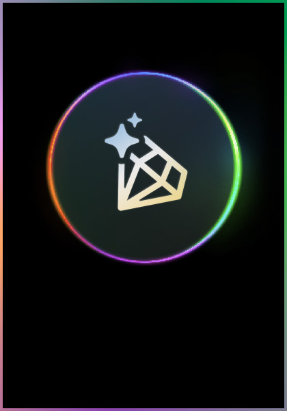 Sparkling diamond icon inside a glowing neon circle