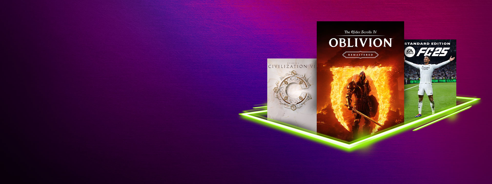 Cover art from games that are part of the Deals Unlocked including Civilization 6, The Elderscrolls IV Oblivion Remastered, and EA Sports FC 25