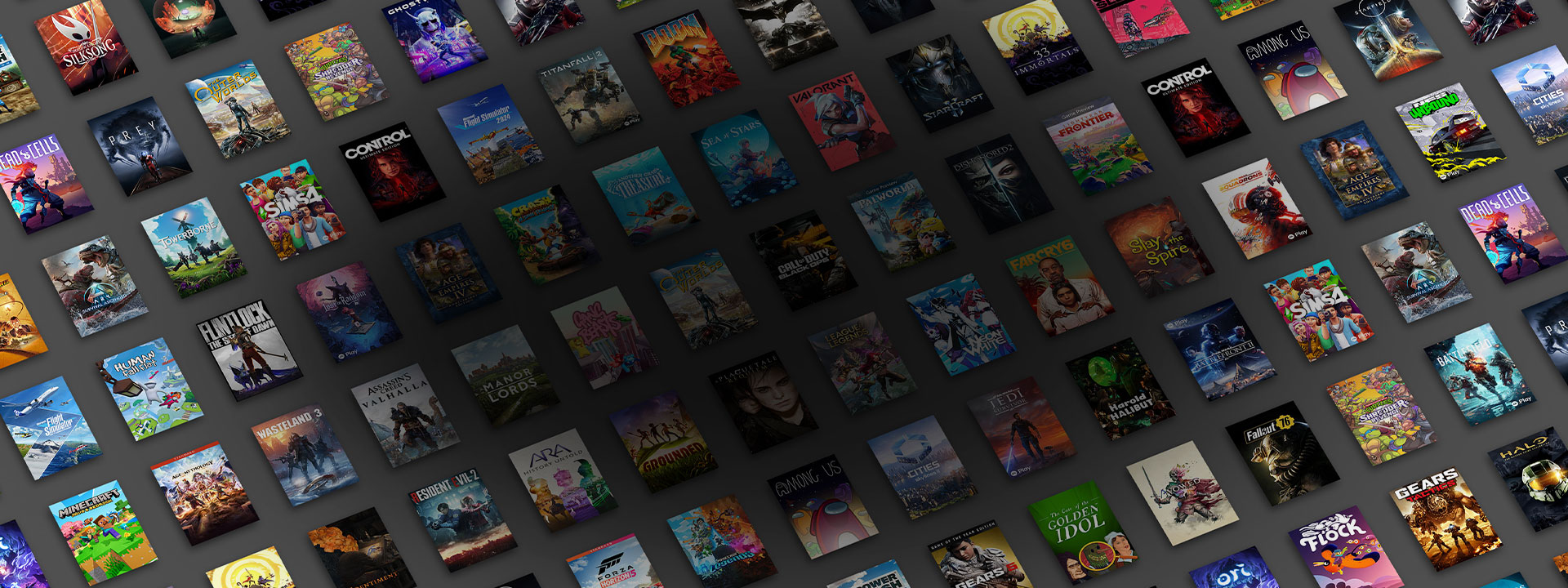 An array of games available with PC Game Pass
