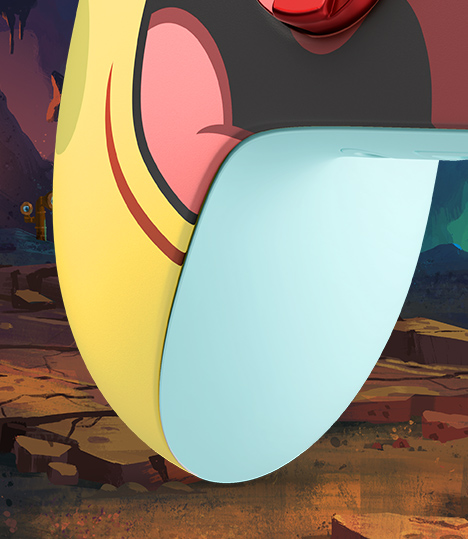 Detailed view of the controller’s left bottom grip.