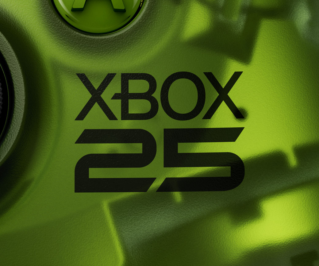 Close up of controller XBOX 25 logo on controller