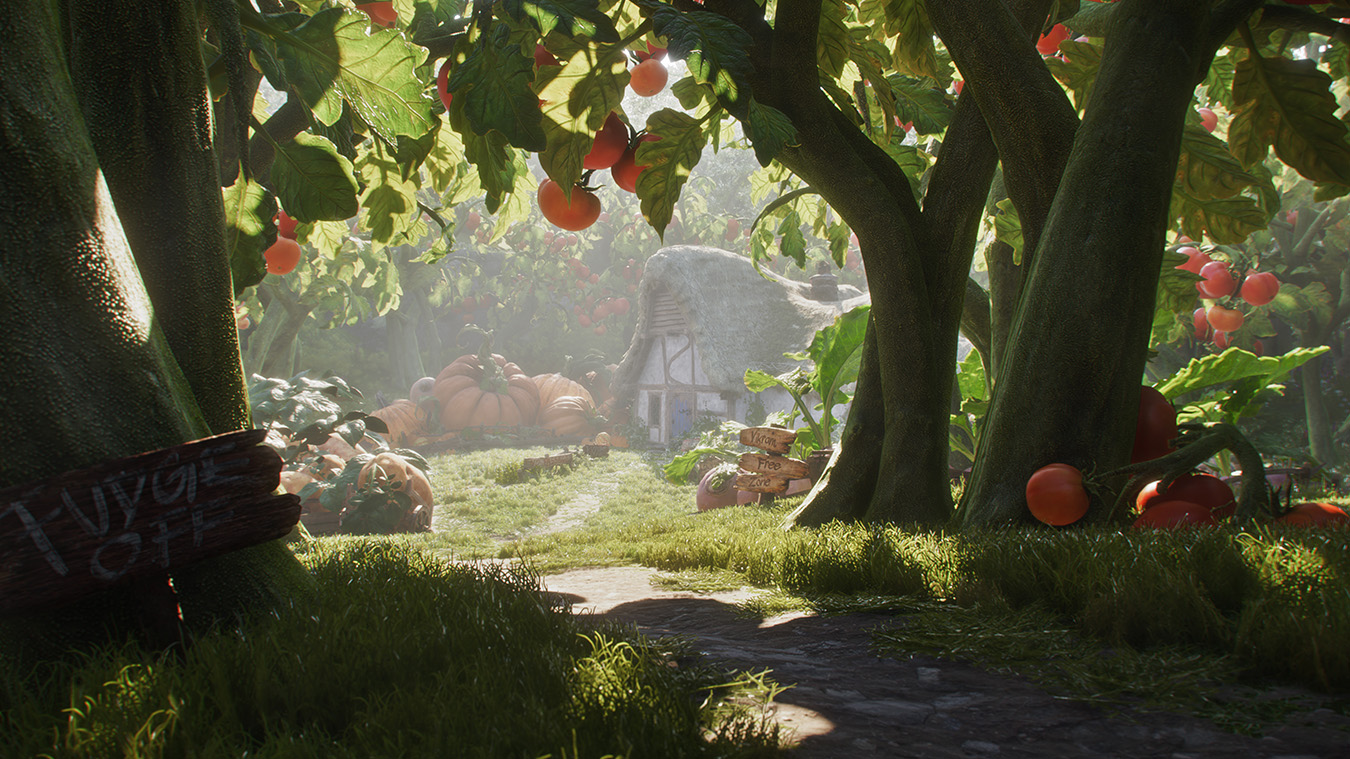 update main gallery with image: A gorgeous garden with overgrown pumpkins and tomatoes.