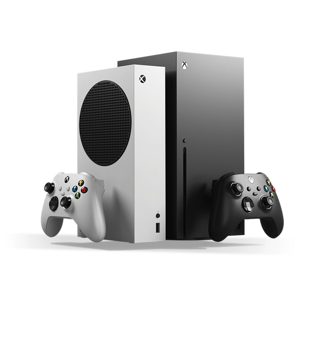 front view of 2 Xbox Series X|S console devices