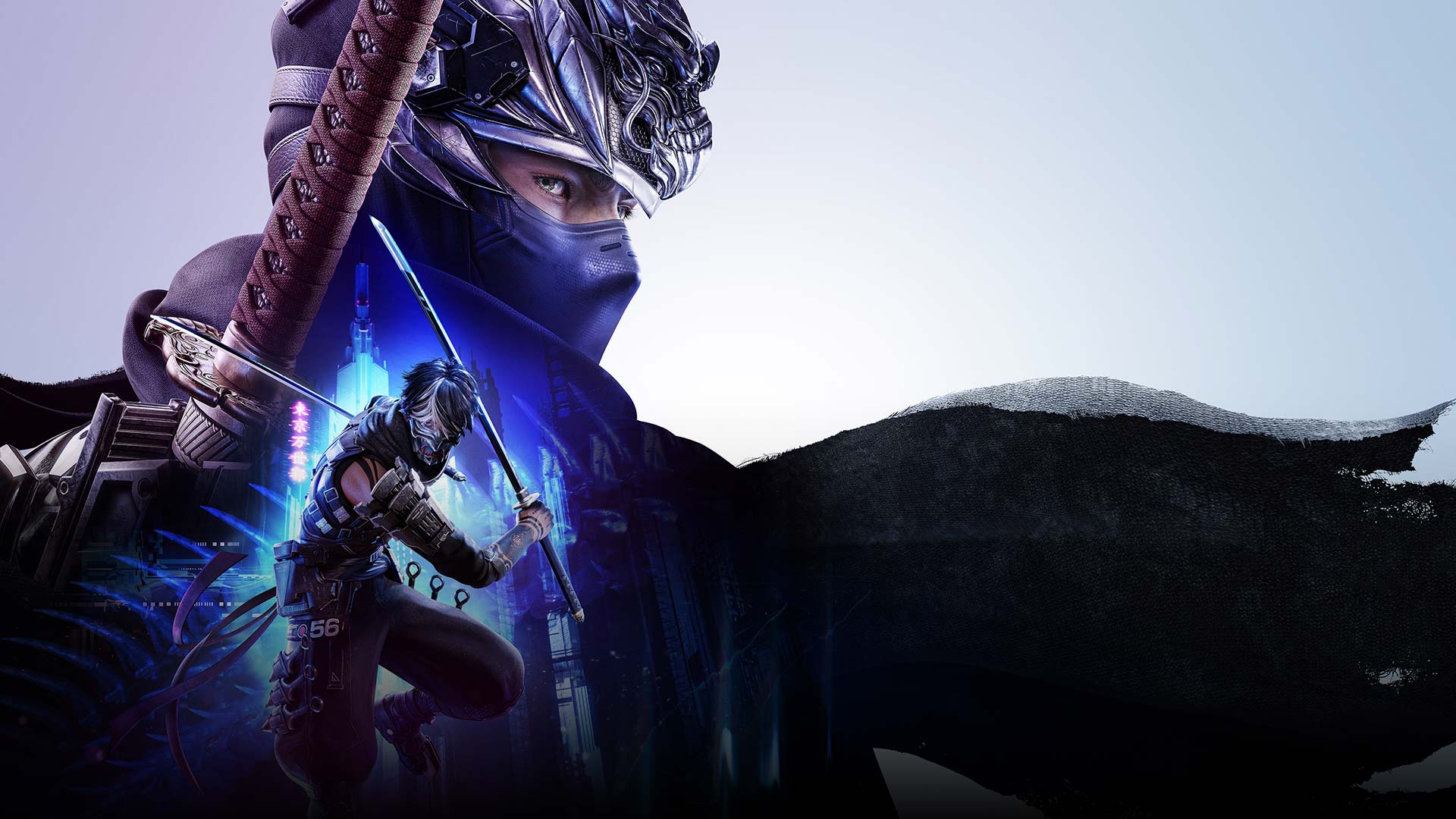 Ninja Gaiden 4 logo, A collage of two Ninja Gaiden 4 characters with a city backdrop.