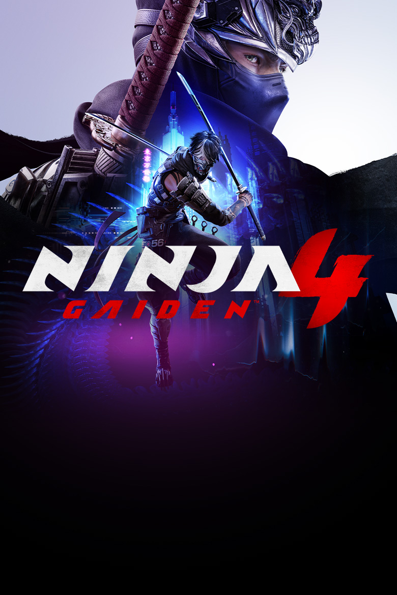 Ninja Gaiden 4 logo, A collage of two Ninja Gaiden 4 characters with a city backdrop.