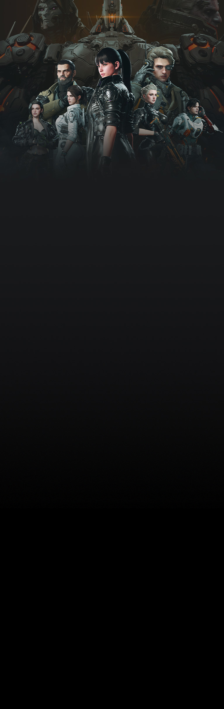 A collage of characters including Nell, Hailey, Enzo, Freyna, Ines, Yujin, with enemies in the background.