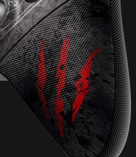 Closeup of the silver D-pad of the Xbox Wireless Controller – The Witcher 3 10th Anniversary Special Edition