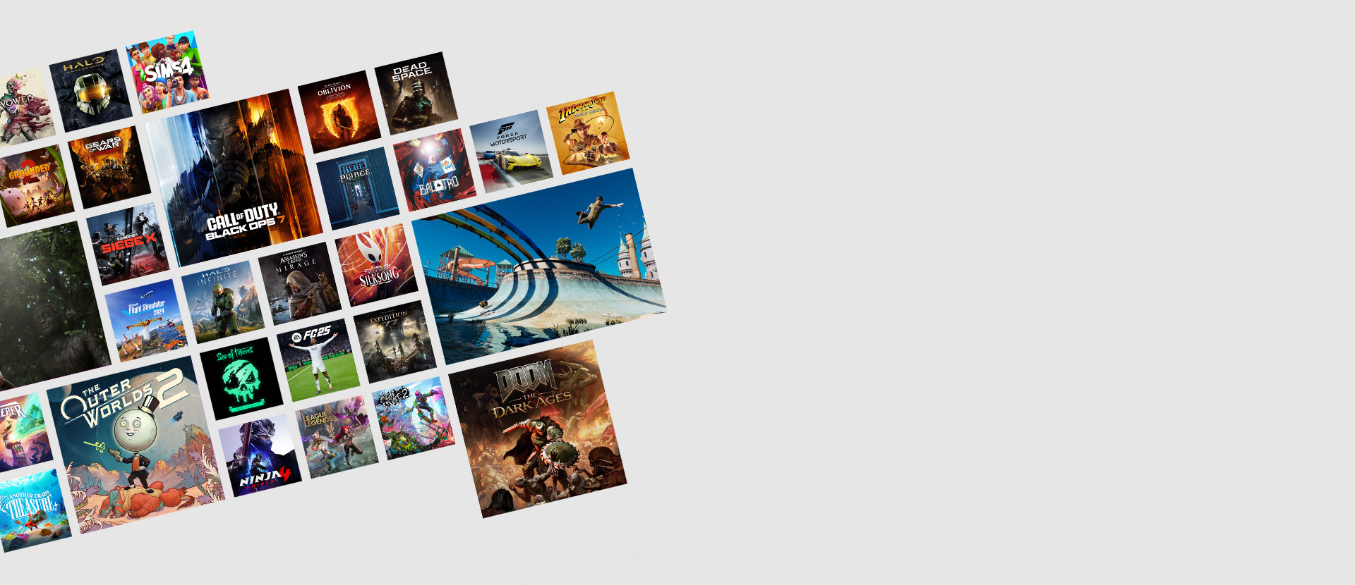 Game art from multiple games available with PC Game Pass.