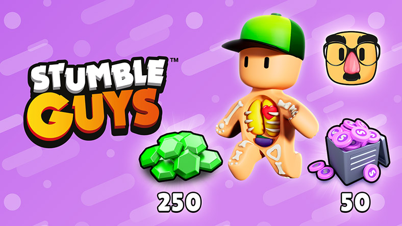 Stumble Guys, Inside Out Legendary Skin Stumbler, emote, gems, and Stumble tokens