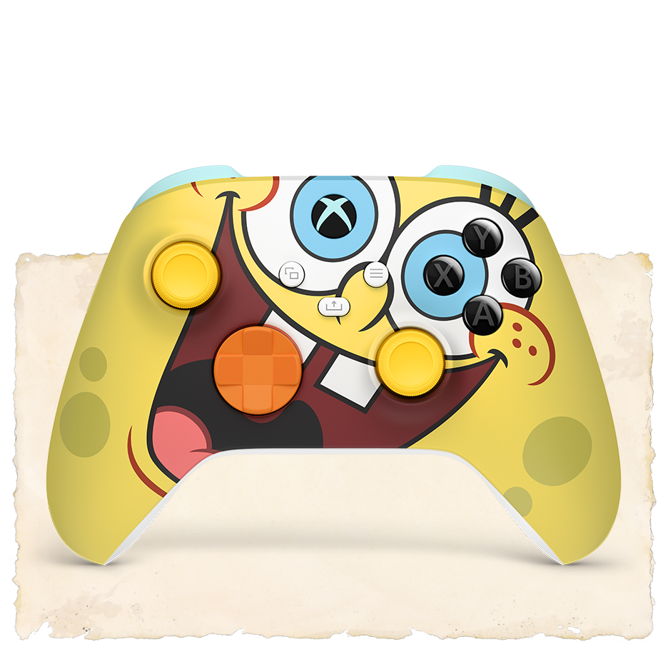 Vista frontale del controller Wireless per Xbox - Edizione limitata di SpongeBob: Un'avventura da Pirati