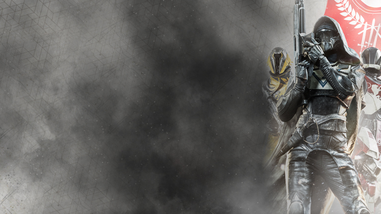 Une silhouette masquée portant un capuchon tient une arme. Deux personnages masqués se tiennent derrière elle.