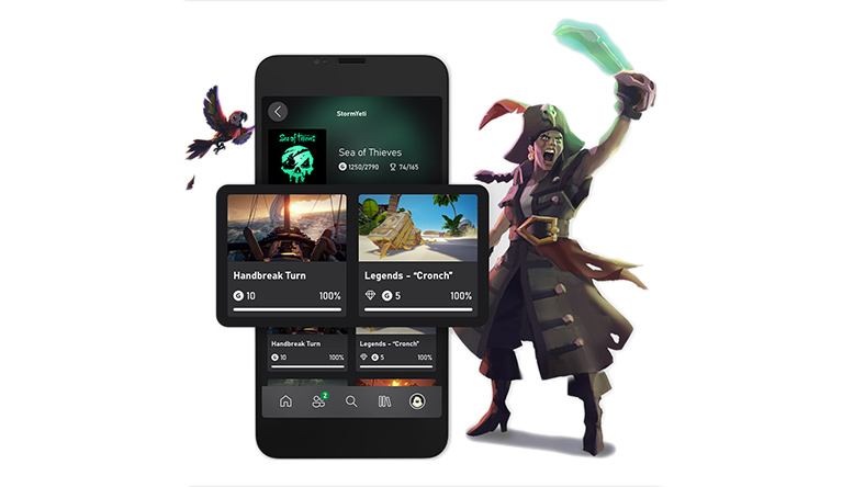 Mobile phone with Sea of Thieves achievements