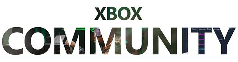 Xbox community. Various images of people playing games and interacting on social platforms.