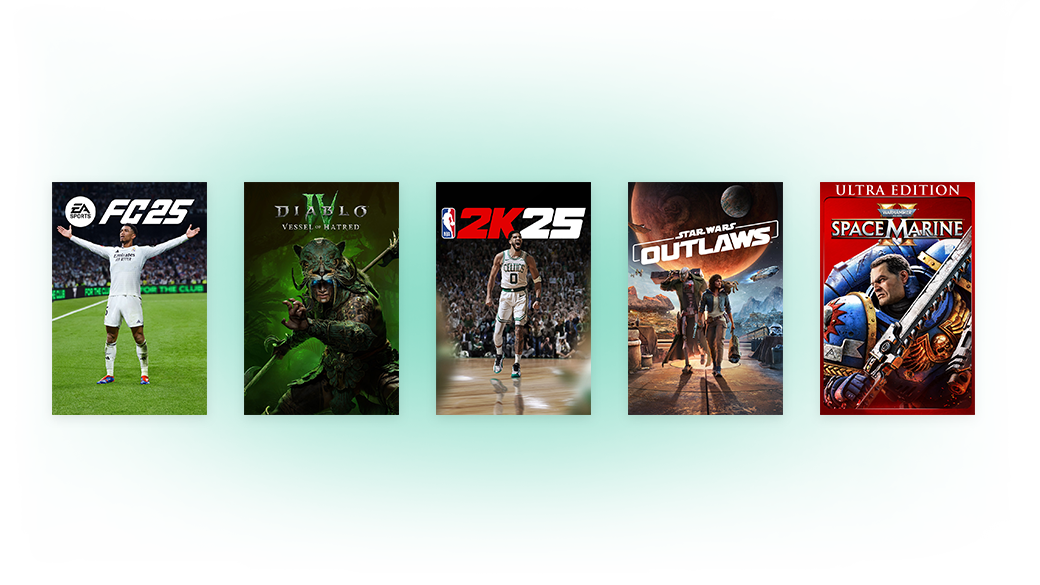 A selection of games included in the Xbox Black Friday Sale, including EA Sports FC 25, Diablo IV: Vessel of Hatred, and NBA 2K25.