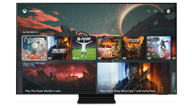 TV-Gerät mit Xbox Cloud Gaming-Benutzeroberfläche