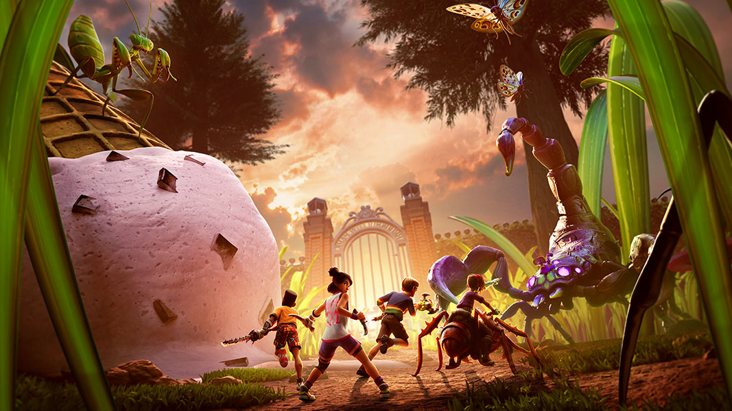 A group of four miniaturized friends defend themselves from a fierce scorpion.