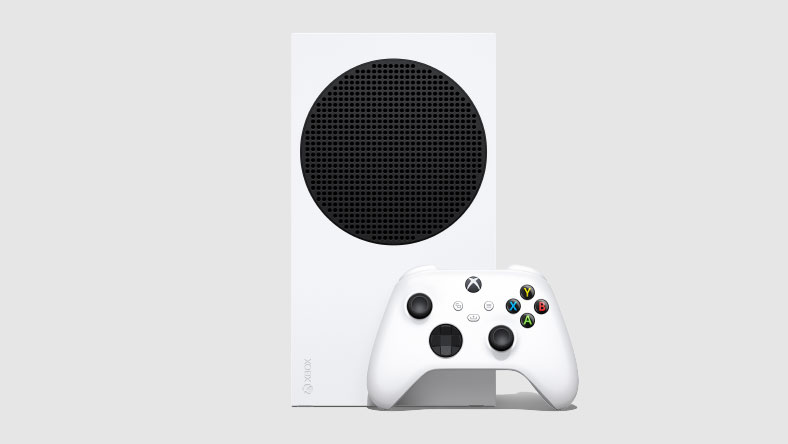 Xbox Series S med en Robot White-handkontroll