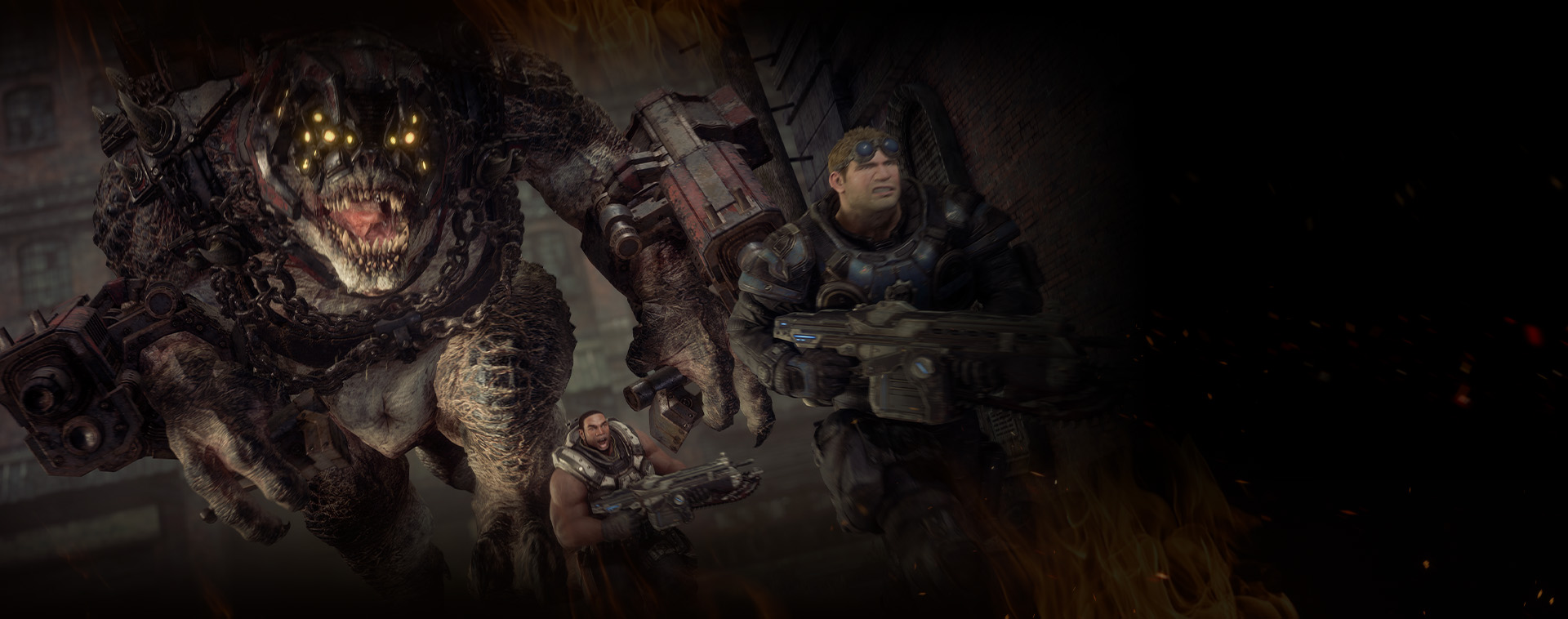 Augustus and Damon escape from a massive reptilian biped.
