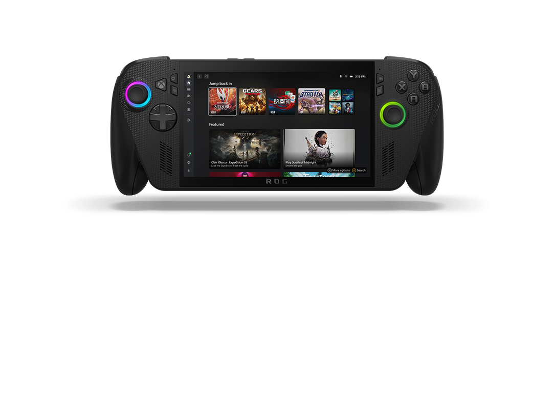 ROG Xbox Ally X with dashboard of games