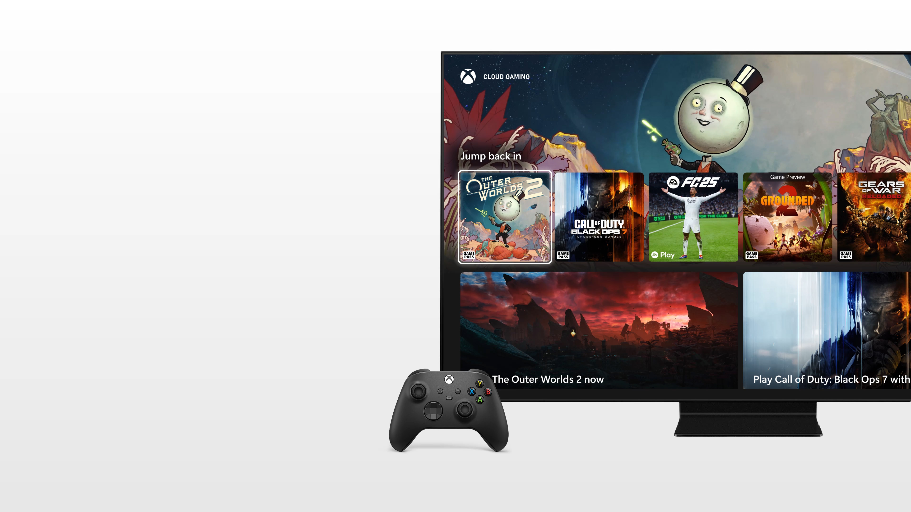 スマート TV に表示された XBOX アプリのホーム画面