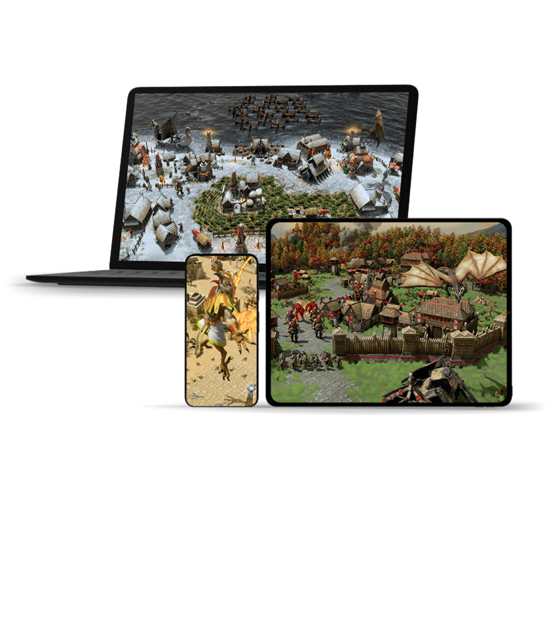 front view of three different monitor screens displaying Xbox games 