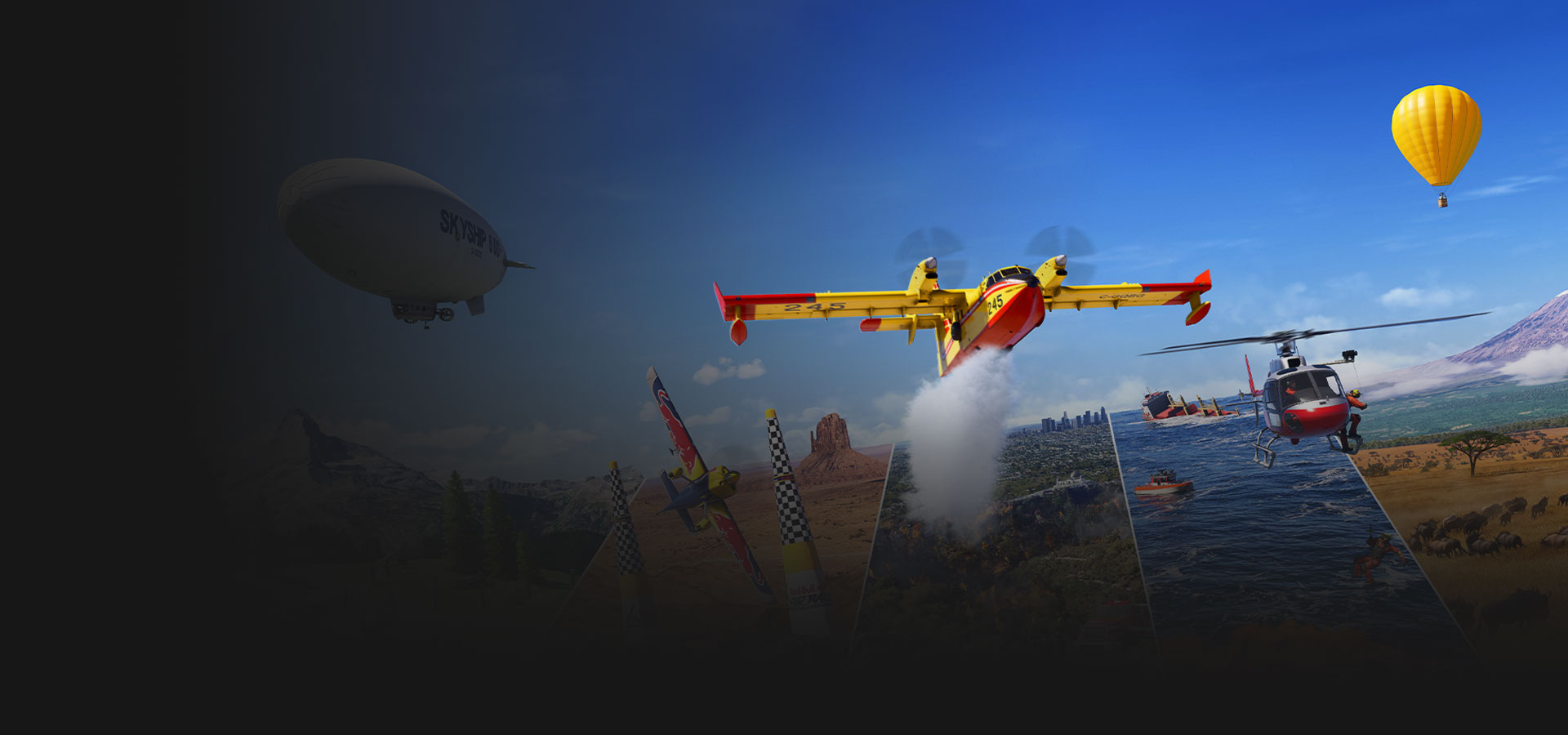 Spiel-Panel mit Key-Art zu Micosoft Flight Simulator 2024.