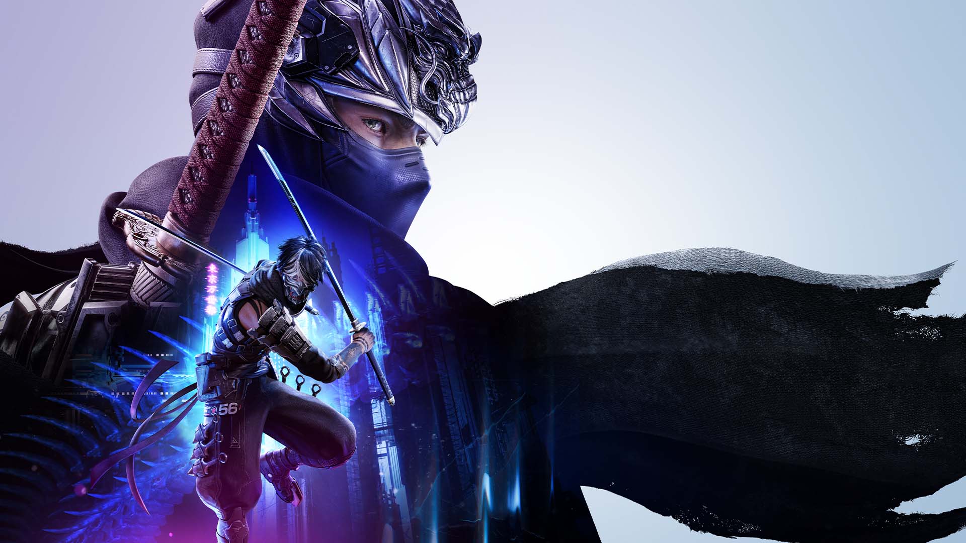 Ninja Gaiden 4 logo, A collage of two Ninja Gaiden 4 characters with a city backdrop.