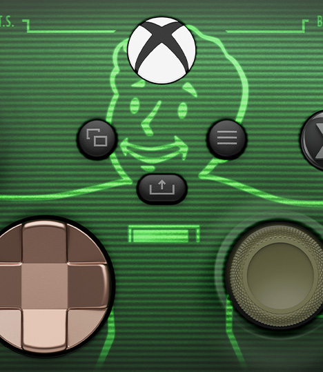 Detailed view of the controller’s D-pad, right thumbstick, and menu, view, and share buttons.