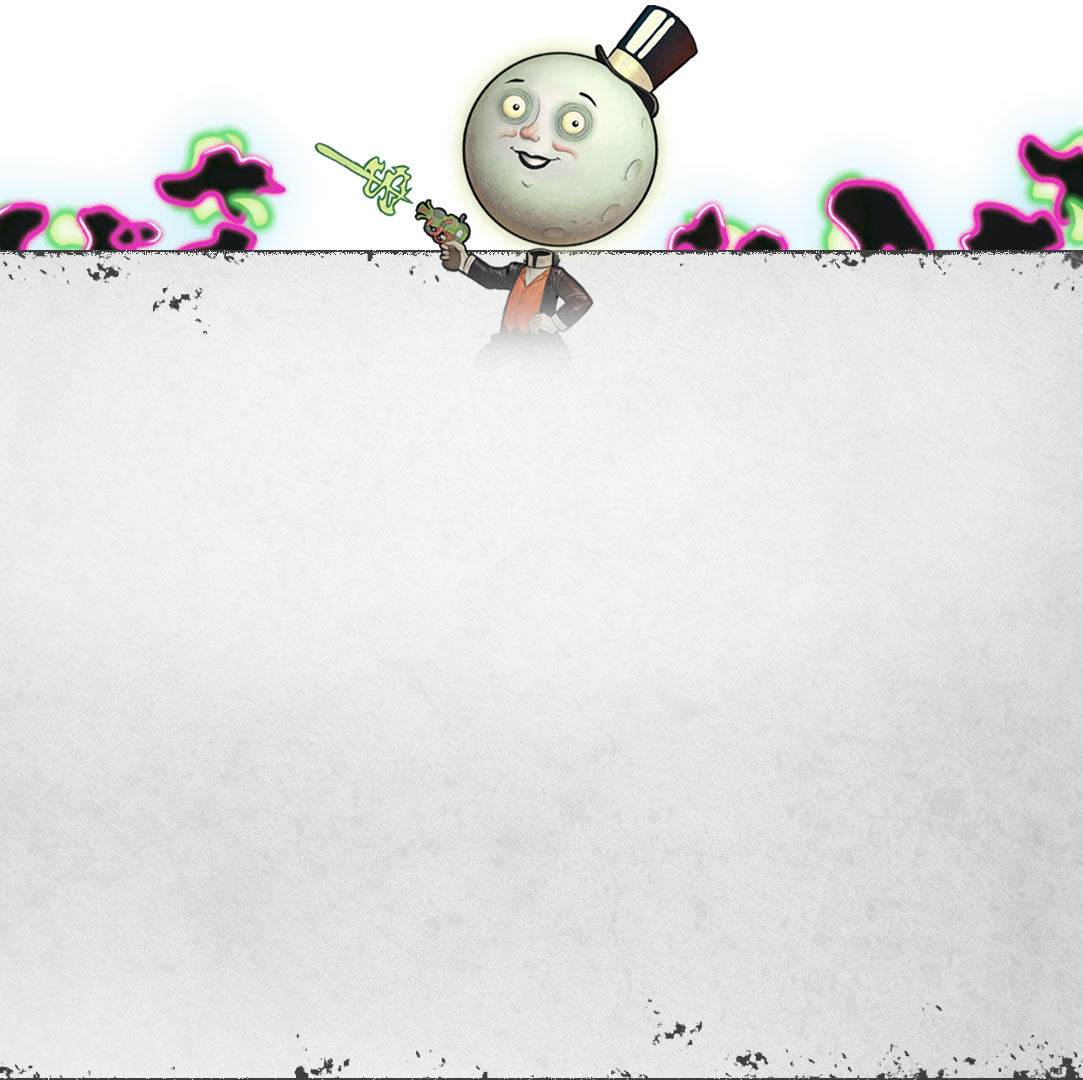 The Moon man shooting a space laser with over a distressed background texture.