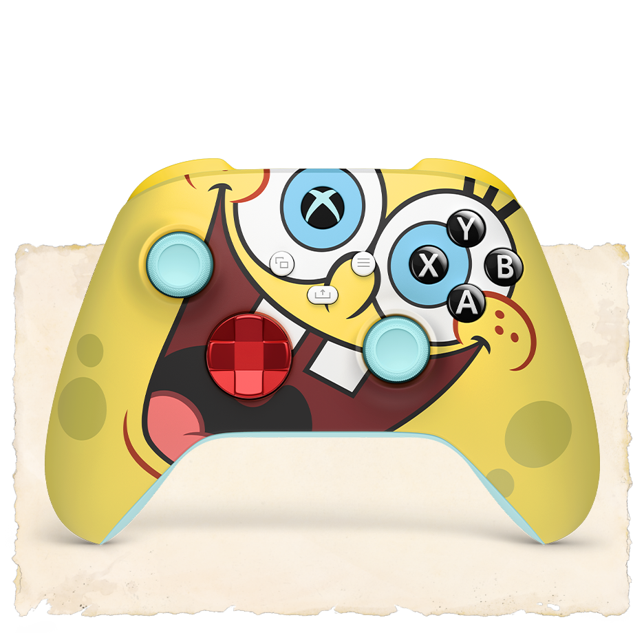 Front view of the customizable Xbox Wireless Controller – The SpongeBob Movie Limited Edition