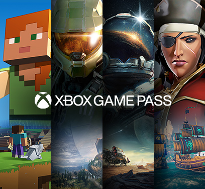 Une sélection de jeux disponibles avec le XBOX Game Pass, dont Minecraft, Halo Infinite, Starfield et Sea of Thieves