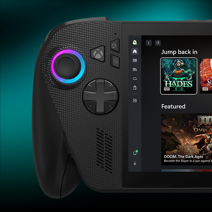 Left side of ROG XBOX Ally X with home display