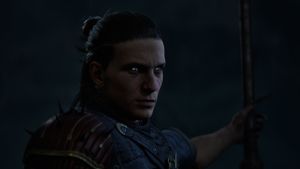 Close up of Coen with his white glowing eyes