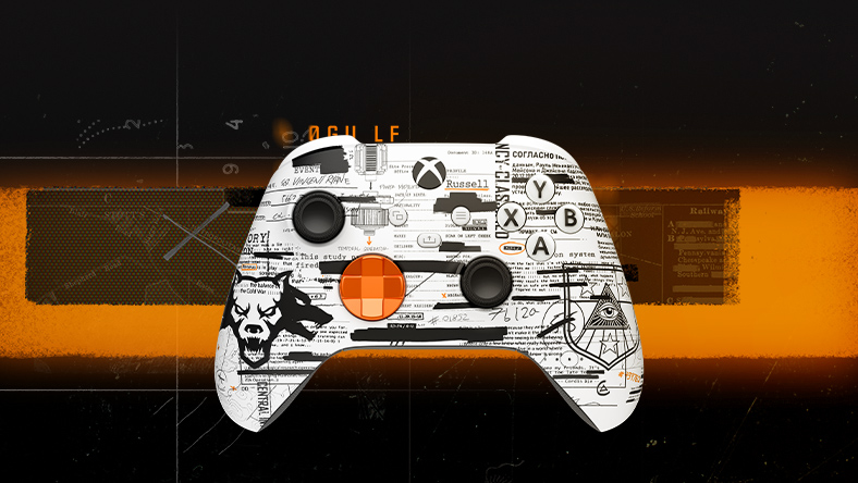 Een Xbox draadloze controller die is aangepast met een Call of Duty: Black Ops 6-behuizing.