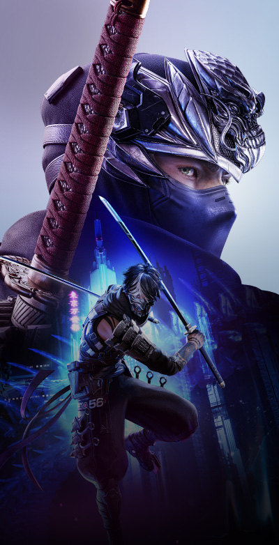 都市を背景にした 2 名の『Ninja Gaiden 4』キャラクター