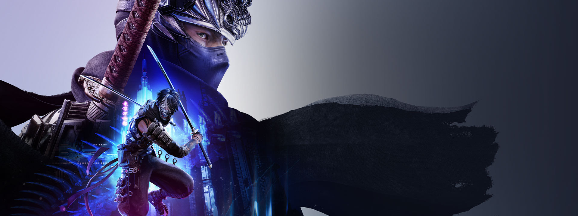 Ninja Gaiden 4 logo, A collage of two Ninja Gaiden 4 characters with a city backdrop.