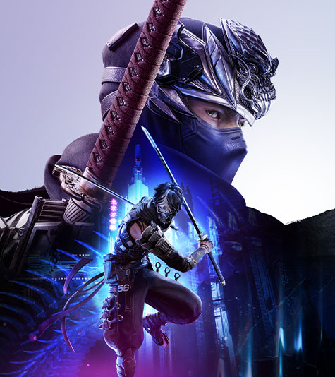 Ninja Gaiden 4 logo, A collage of two Ninja Gaiden 4 characters with a city backdrop.