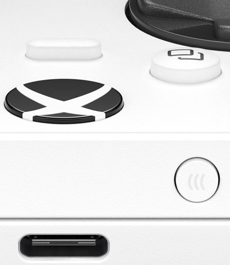 Close up view of the top buttons on the XBOX Nano Controller
