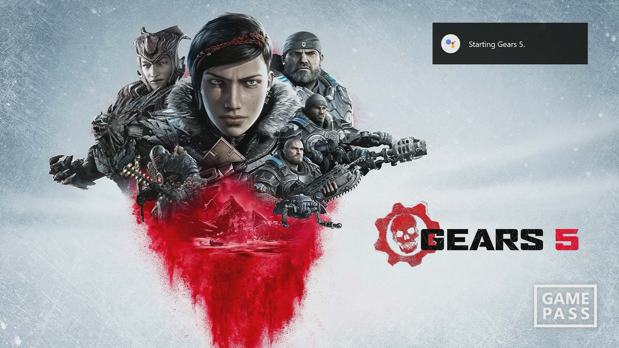 Skärmbild som visar hur Google Assistant startar Gears 5.