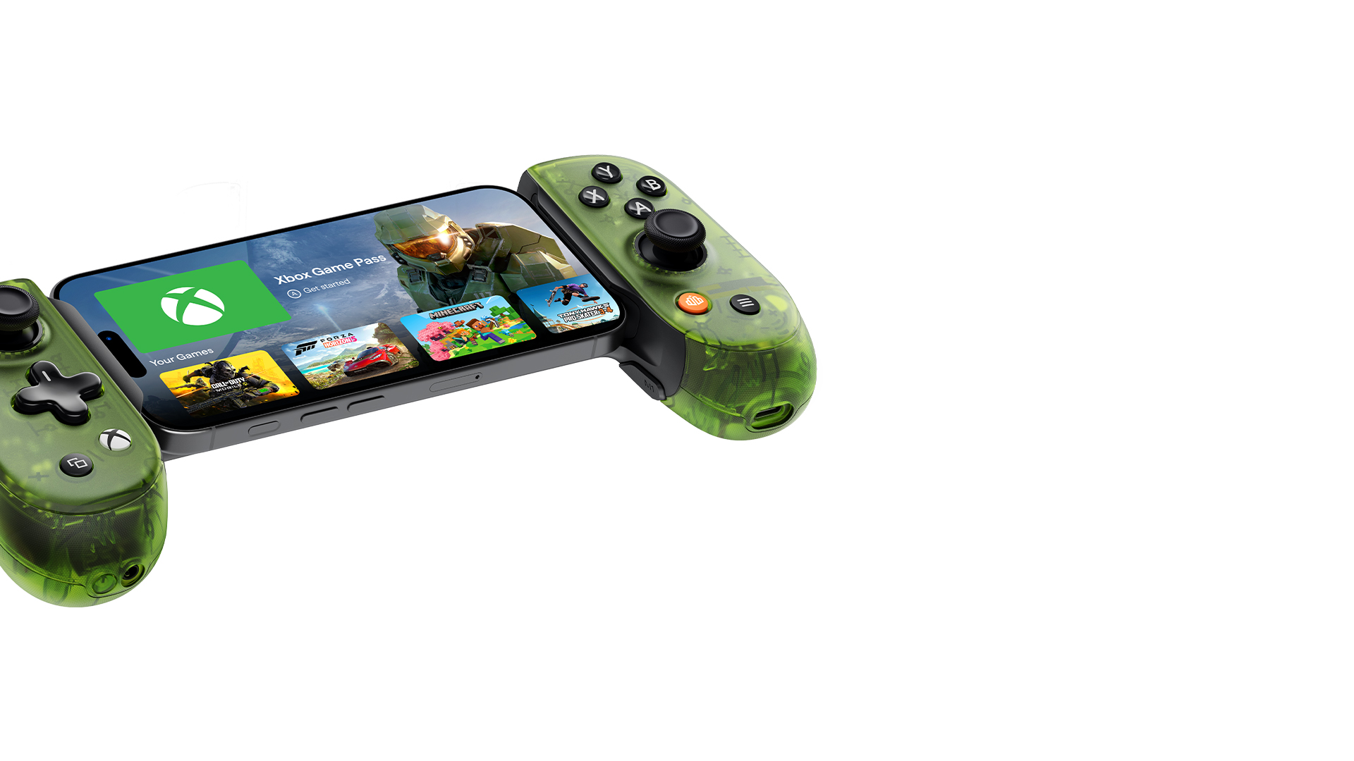 Left angle view of the Backbone Pro – Xbox Edition Controller