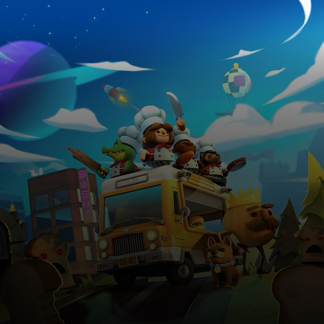 Overcooked 2-Köche auf einem Foodtruck, umgeben von Zombie-Brot