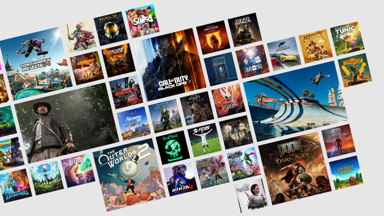 Game art from multiple games available with PC Game Pass.
