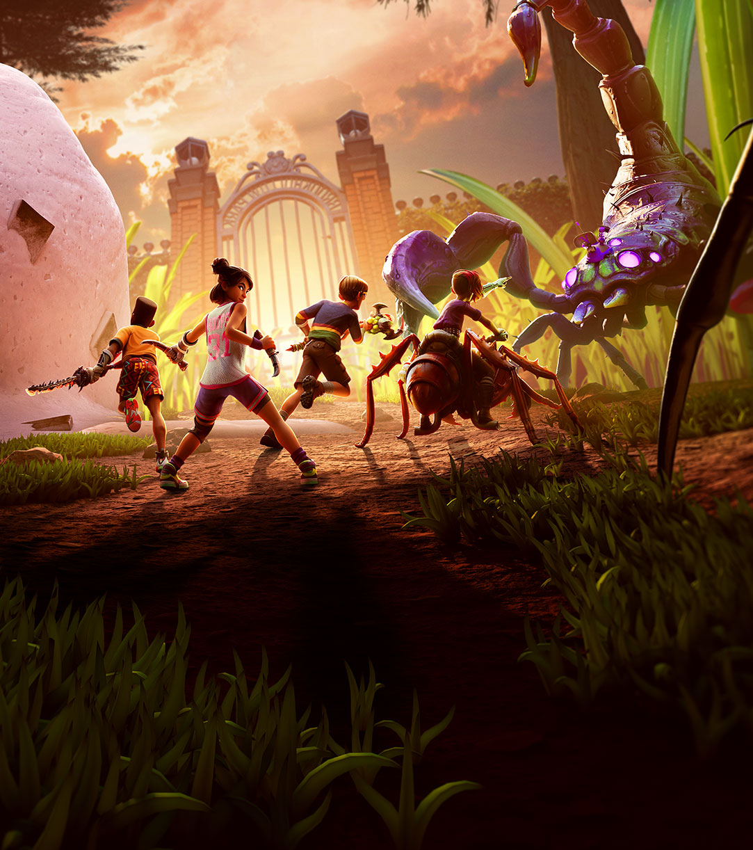 A group of four miniaturized friends defend themselves from a fierce scorpion.