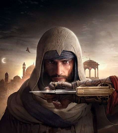 A hooded assassin with his hidden dagger exposed.
